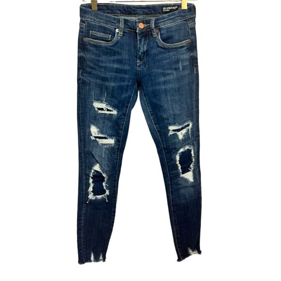 BLANKNYC Crop Skinny Sz 24 Ripped Distressed 27" Inseam Stretch Pant Raw Hem - Picture 1 of 8